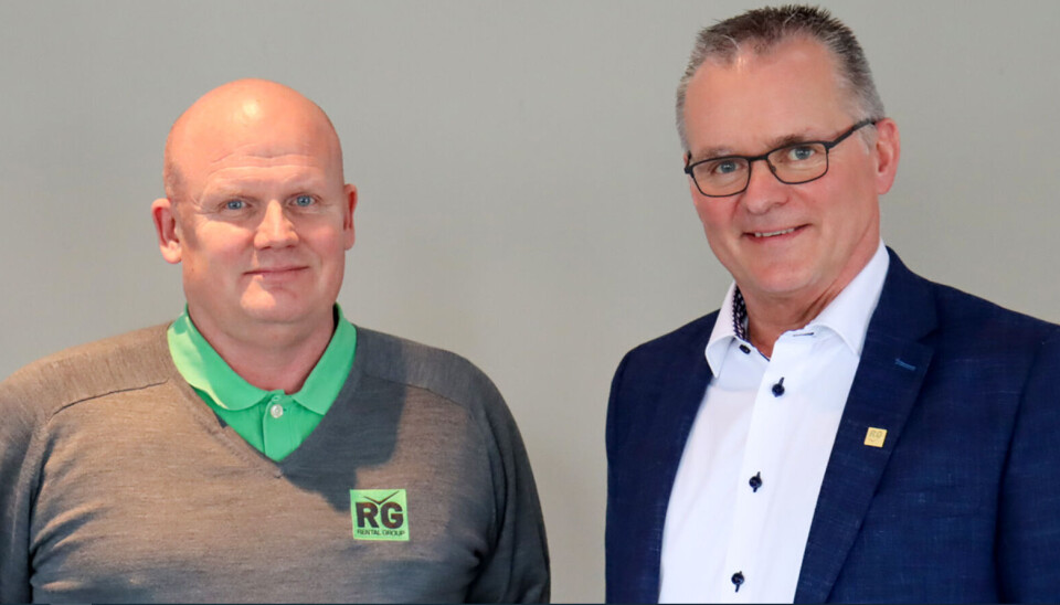 Det norske utleiekonsernet Rental Group har etablert seg i Sverige og lanserer nå sitt utleiekonsept mot anleggsbransjen i det svenske markedet. Jerry Wannberg (t.v.) er sjef for den den svenske satsingen. Erik Sollerud, CEO i Rental Group, sier at det er et naturlig skritt for videre vekst i konsernet å etablere seg i Sverige.