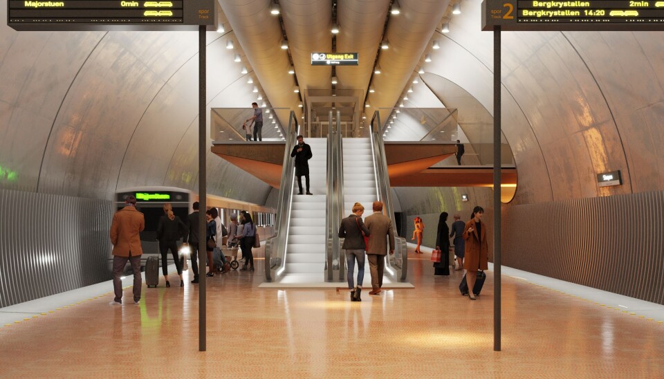 Illustrasjon av Skøyen T-banestasjon.