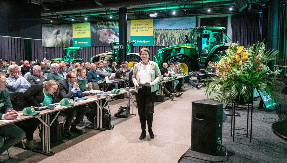 GJENVALGT: Anne Jødahl Skuterud på årsmøtet til Felleskjøpet Agri på Gardermoen.