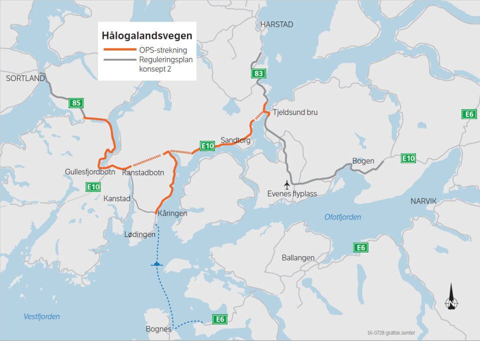 Utbyggingen vil bli Nord-Norges største samferdselsprosjekt gjennom tidene. Veianlegget skal gi bedre trafikksikkerhet og økt fremkommelighet i regionen. Vil knytte Sortland, Kvæfjord, Lødingen, Tjeldsund og Harstad tettere sammen, og gi redusert kjøretid mellom stedene.