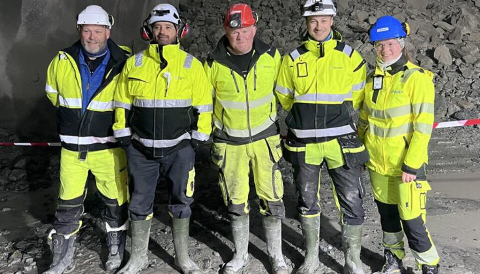 Byggherreteamet fra Trøndelag Fylkeskommune. Fra venstre: Leif Børge Fjelde (kontrollingeniør), Aleksander Kamperud (byggeleder), Terje Uglem (kontrollingeniør), Martin Midttømme (kontrollingeniør), Marit Saltvik Faanes (teknisk byggeleder innleid fra Opak AS).