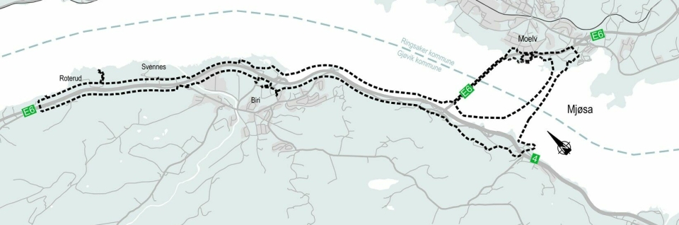 Det gjennomføres peling i området der det sørlige brualternativet for kryssing av Mjøsa er.