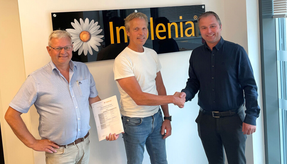 Fra høyre: Lars Norekvål (daglig leder Ølen Betong), Jan Eivind Folkedal (prosjektsjef for vann-, frost- og tunnelrehabilitering hos Implenia Norge), og Geir Arild Søndenå (divisjonsleder element hos Ølen Betong).