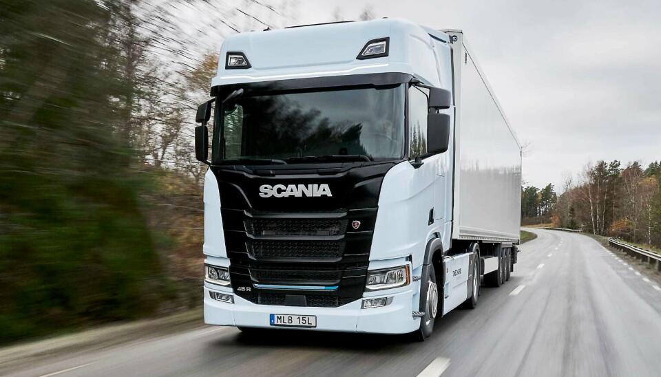 STOR ELEKTRISK: 100 slike elektriske trekkvogner er med i storodren som Scania skal levere i løpet av 12 måneder i England.