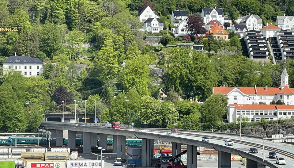 TUNNEL: E39 Fløyfjelltunnelen søndre portal ved Nygårdstangen i Bergen.