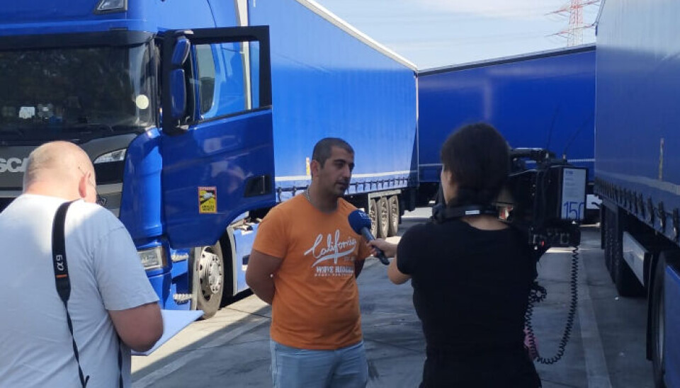 KJØRER INGEN STEDER: Nederlandske Edwin Atema er talsperson for yrkessjåførene som har parkert inntil de får utbetalt lønn som arbeidsgiverne deres ikke skal ha betalt ut.