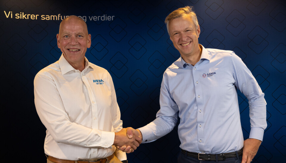 OPPKJØP: Heda Security blir en del av Garda Sikring Group. Håkan Fälting (t.v.), adm. direktør i Heda Security og Jon Ola Stokke, CEO i Garda Sikring Group er godt fornøyde med oppkjøpet.