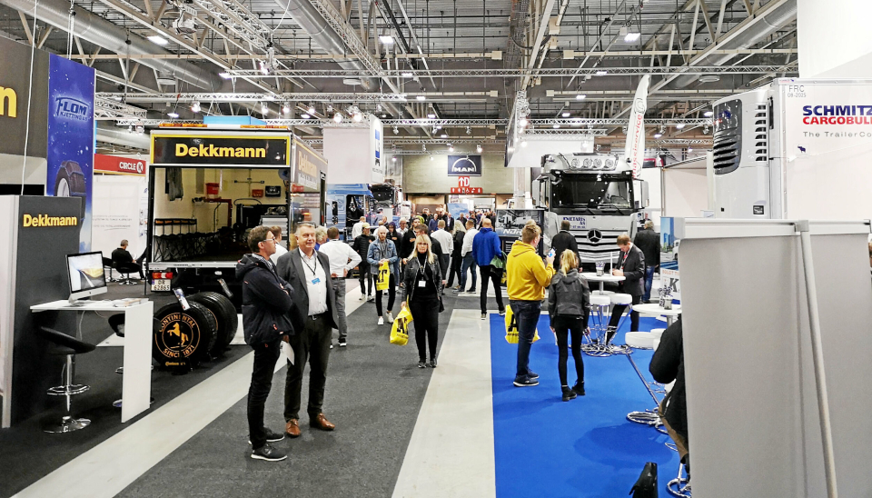 LASTEBILER OG UTSTYR: Det er ikke så rent få lastebiler og tilbehør som er inne og ute på Nova Spektrum når Transport & Logistikk arrangeres. Bilde fra 2019.