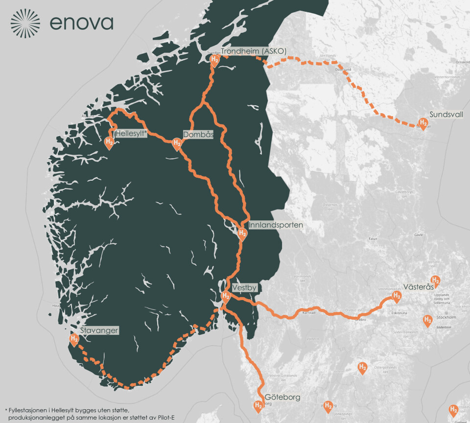 NETTVERK: Den nye stasjonen på E6 Innlandsporten, er med på å danne et nettverk i Norge og Sverige for fylling av hydrogen.