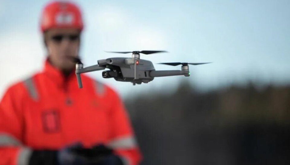 I FARTA: Drone i bruk på anlegget E16 Sandvika-Skaret.