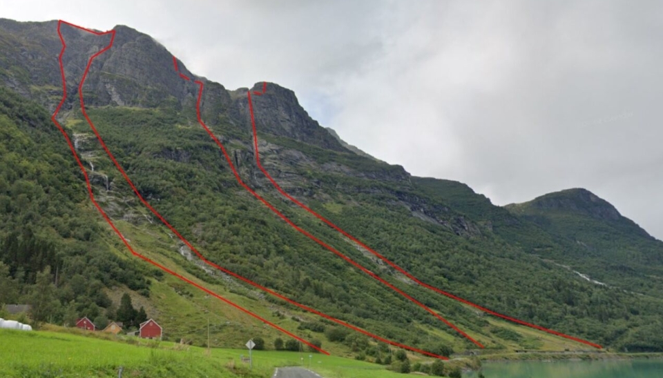 RASER FRA FJELL TIL FJORD: Skredløp fra Heimfonna.