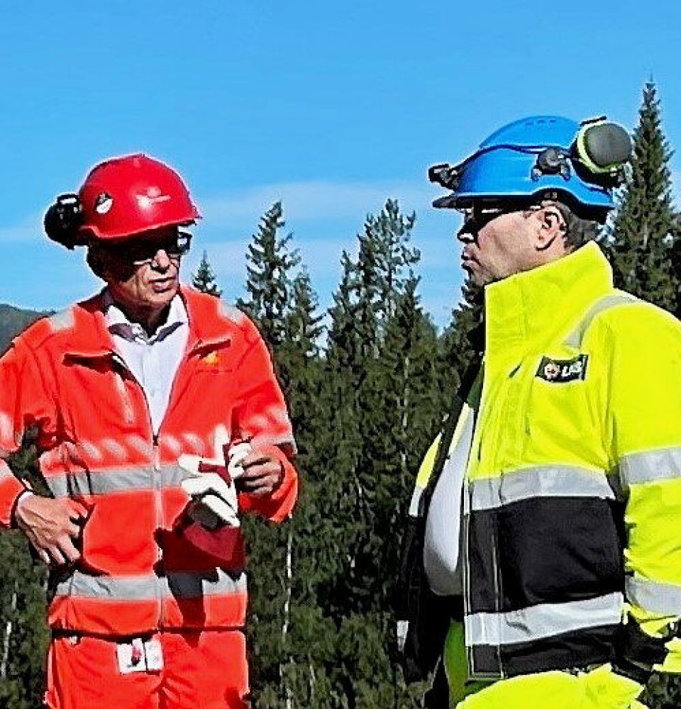 Åpenhet og tillit: De to prosjektlederne på Helgeland fant tidlig tonen. Åpenhet, tillit og respekt ble viktig for å løse utfordringen med løsmassesonen i Bergåstunnelen. Nyland til venstre og Reinholdtsen i LNS til høyre