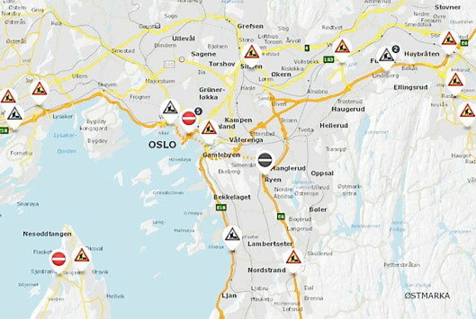 HER ER OVERSIKTEN: På Vegvesen.no/trafikk får du full oversikt over trafikkavvikling, veiarbeid og redusert fremkommelighet i sanntid.