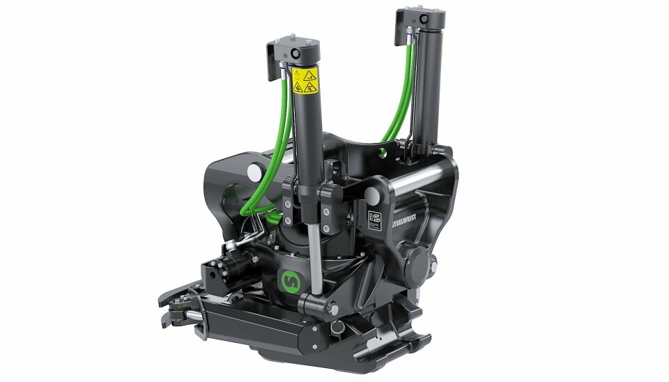 STUDIOBILDE: Designet er endret på den nye tiltrotator-generasjonen. Blant endringene er at tiltsylindrene står mer opp, og ikke så mye ut til siden.