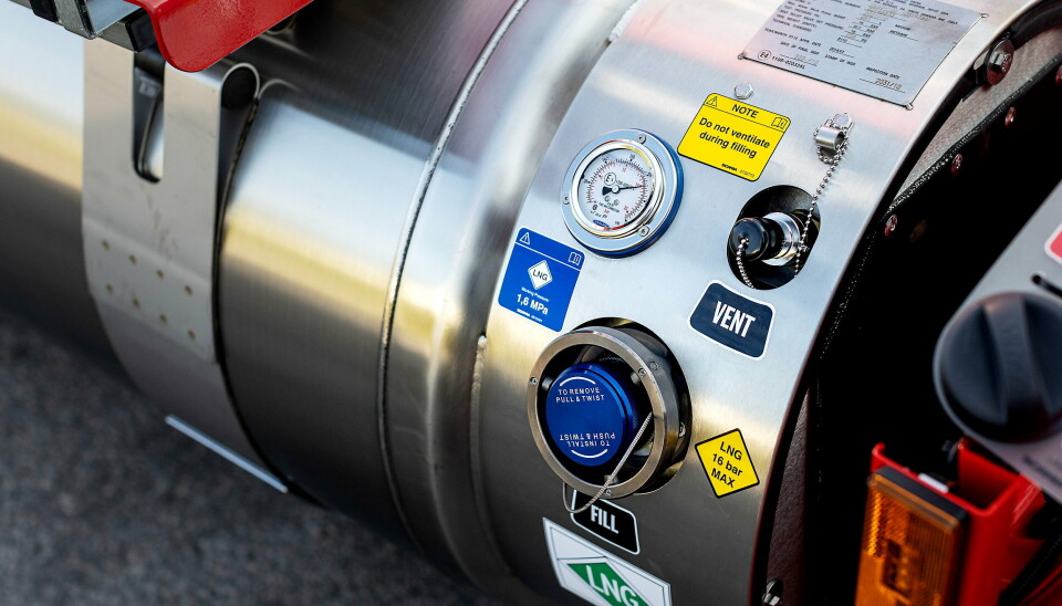 BIOGASS: På tanken er det flytende biogass (LBG) som drivstoff.