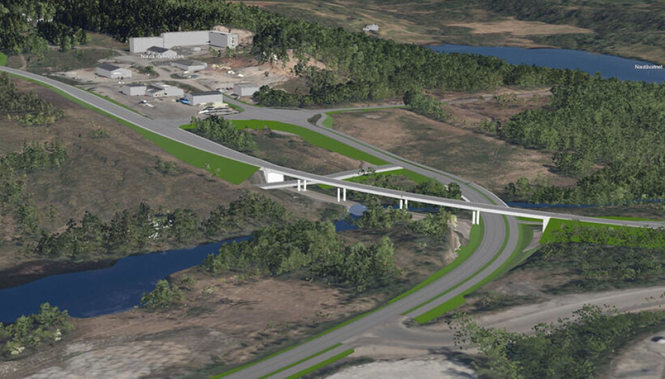 BRU: Ny E10 legges på bru over adkomsten inn til Harstad/Narvik lufthavn Evenes. Ny vei inn til flyplassen får også gang- og sykkelvei.